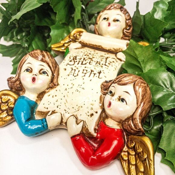Angels Sing Silent Night Vintage Wall Plaque - Picture 2 of 9